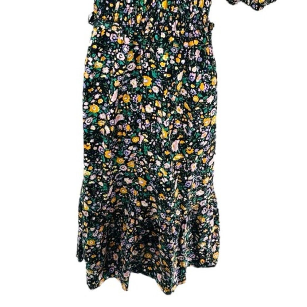 Hyacinth House | NEW Black Multi Floral Smocked Samantha Midi Dress Size L - Picture 8 of 13